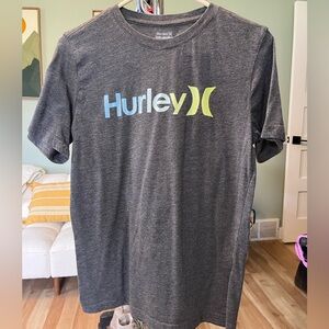 Hurley Short-Sleeve Crew Tee in Charcoal with Blue and Lime Logo